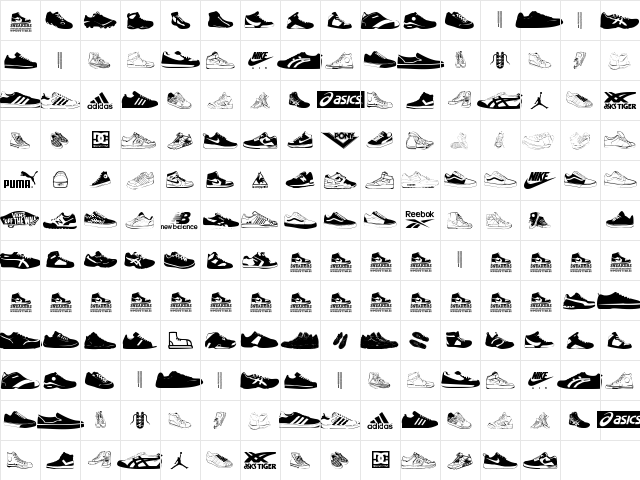 Sneakers Regular  glyph index