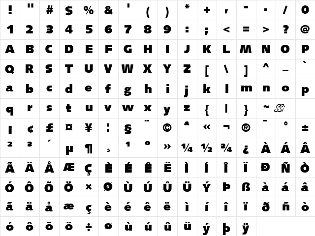 Facile Black SSi Black  glyph index