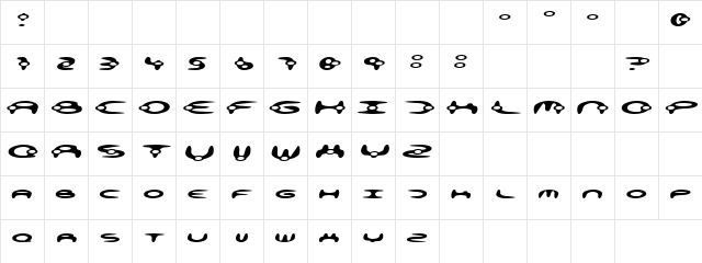 Boomrang Regular  glyph index