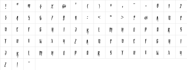 Strained Capitals Regular  glyph index