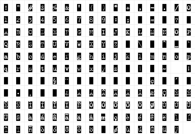 TrixieCameo Regular  glyph index