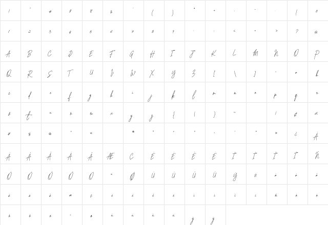Stay Home Regular  glyph index