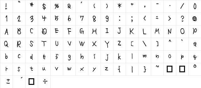 KS Lovers Regular  glyph index