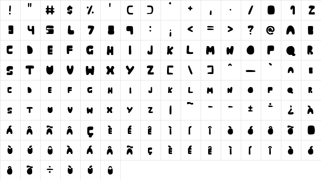 Muringa Regular  glyph index