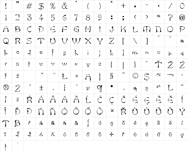 Bard CE Normal  glyph index
