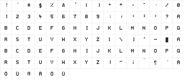 Ooh Bahn Regular  glyph index