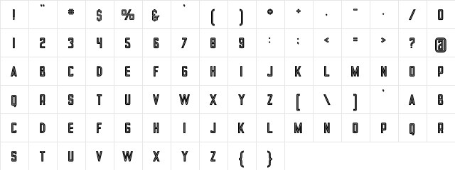 Tron Bold Inline Bold Inline  glyph index