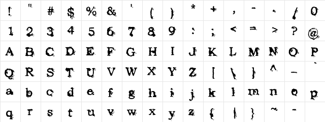 Struck Dead Regular  glyph index