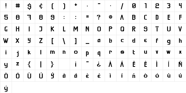 Mura-Knockout Regular  glyph index