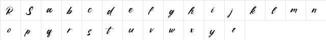 Ruffle Script DEMO Regular  glyph index