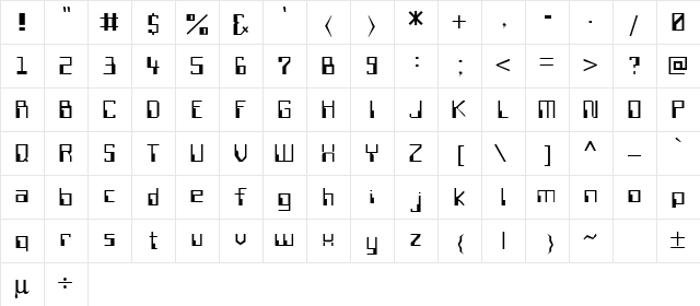 Sillycon Plain Plain  glyph index