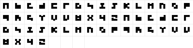 3x3 Regular  glyph index