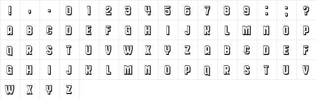 Queen Dea Hollow Regular  glyph index