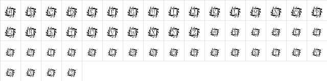 Tourbillon Regular  glyph index