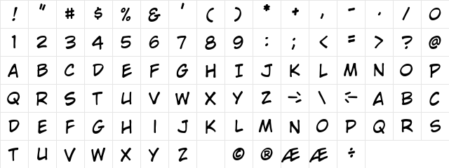 CCWildWords Roman  glyph index