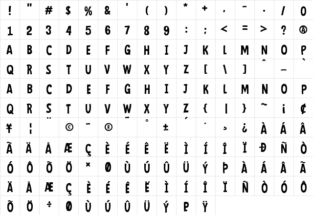 Mindflyers Regular Regular  glyph index