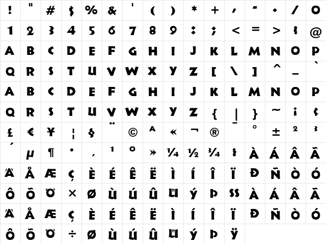 Informal 011 Regular  glyph index