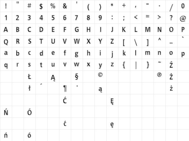 EFN Black Chrome Regular  glyph index