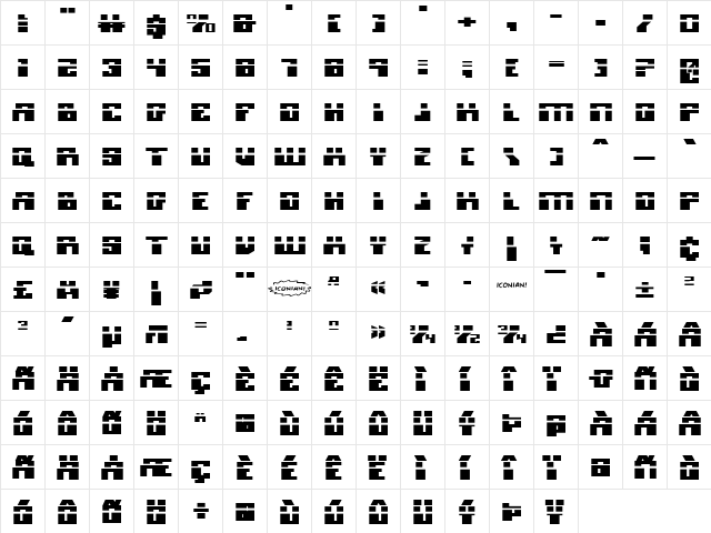 Micronian Expanded Laser Expanded  glyph index