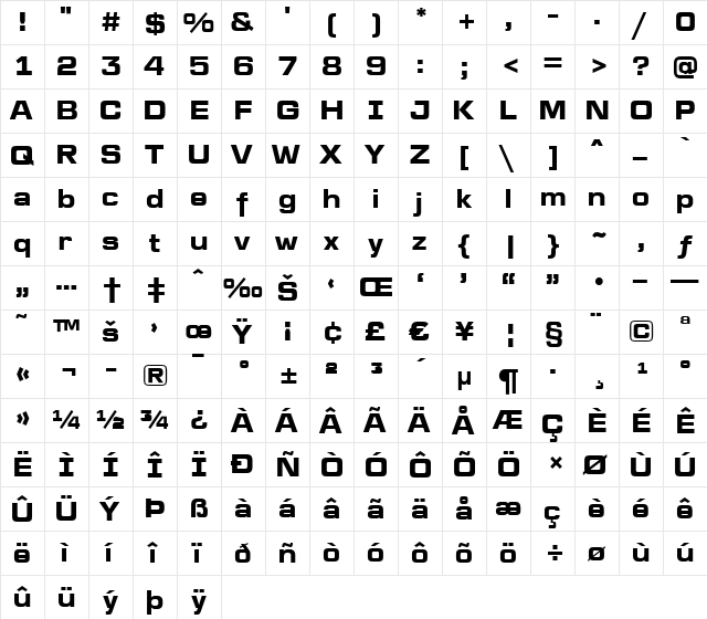 a_LineaSans Bold  glyph index