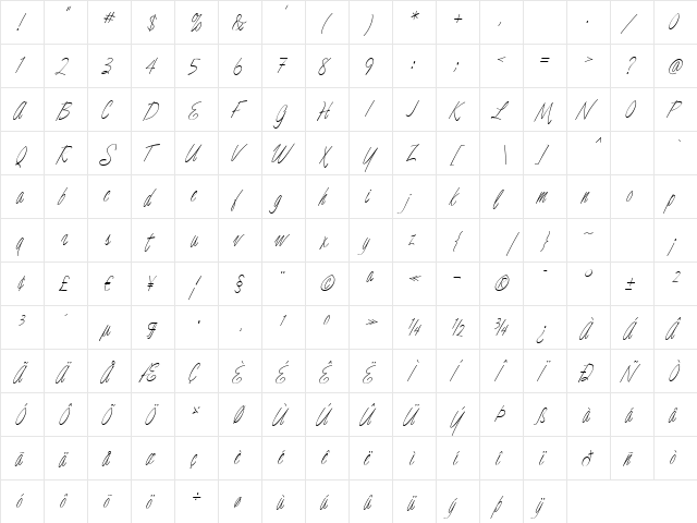 Luce Two Regular  glyph index