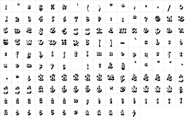 Alte Schwabacher Shadow Regular  glyph index