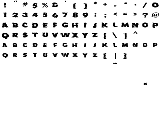 EarthshakerExtended Regular  glyph index