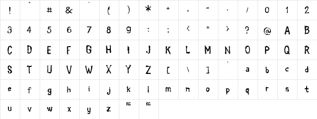 Coldbringer KG Normal  glyph index