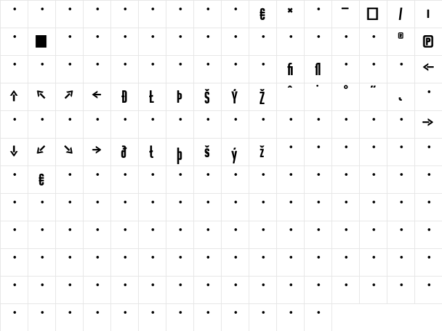 CstBerlinEast BoldExp  glyph index