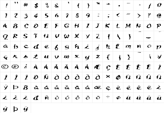 FZ WACKY 54 EX Normal  glyph index