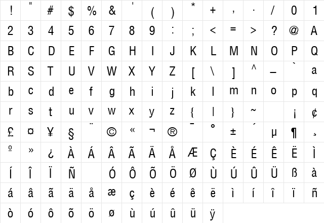 Context Light Ex-Condensed SSi Normal  glyph index