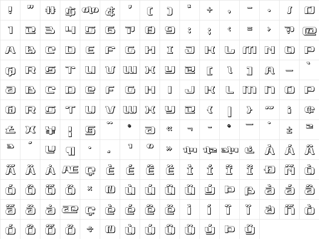 Range Paladin 3D Regular  glyph index