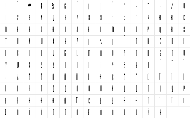 Varicka Regular  glyph index