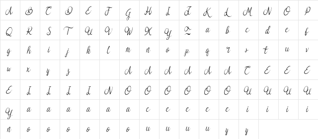 Syllia Demo Italic  glyph index