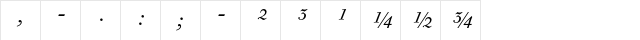 Bodoni Old Face BE Italic Exp  glyph index