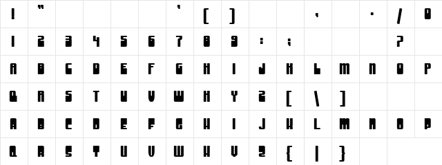 Big B Regular  glyph index