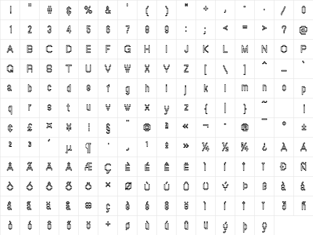 DTCRoughM43 Regular  glyph index