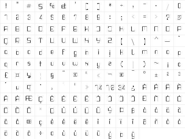 Haike  Thin SemCond Regular  glyph index