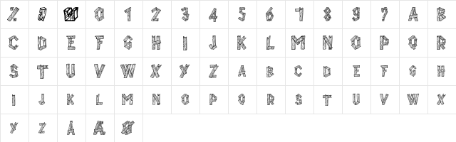 AlphaWood Regular  glyph index