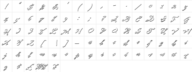 PR8 Shadow Cat Regular  glyph index