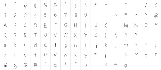 Proton ExBd  glyph index