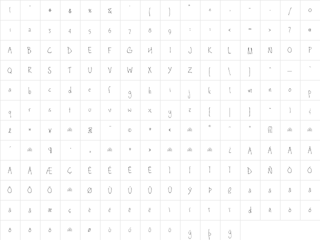 Mesa Regular  glyph index