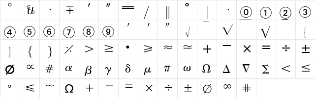 EuropeanPi Regular  glyph index