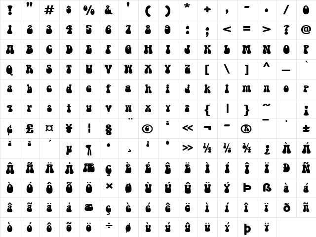 Groovy-Extended Normal  glyph index