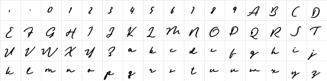 Hemisphers Script Regular  glyph index