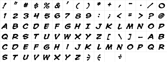 CCSpookytooth BoldItalic  glyph index