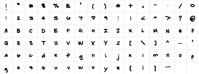 ZebraFlames Bold Regular  glyph index