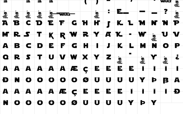 Star Jedi Logo DoubleLine2 Regular  glyph index