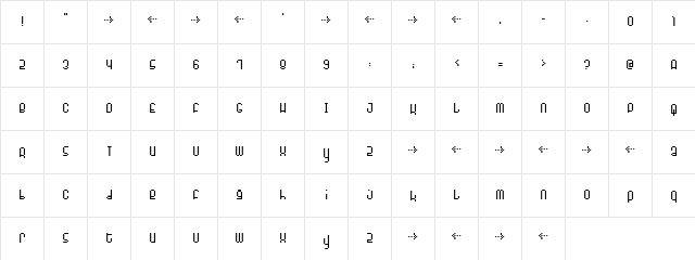 Monophonic Regular  glyph index