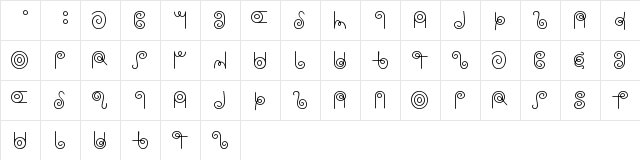 Theban Regular  glyph index